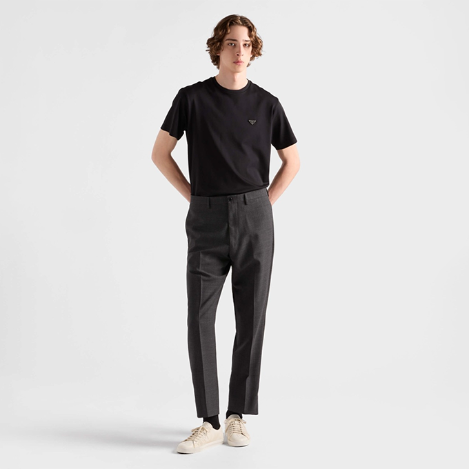 prada triangle logo liquid ammonia cotton short sleeve t shirt